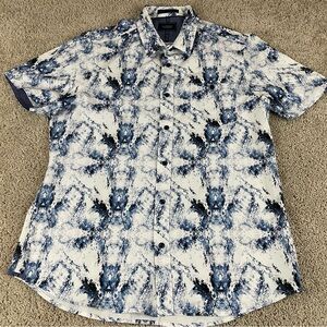 7 Diamonds Shirt Mens XL 4 Way Stretch Short Sleeve Button Abstract C68
